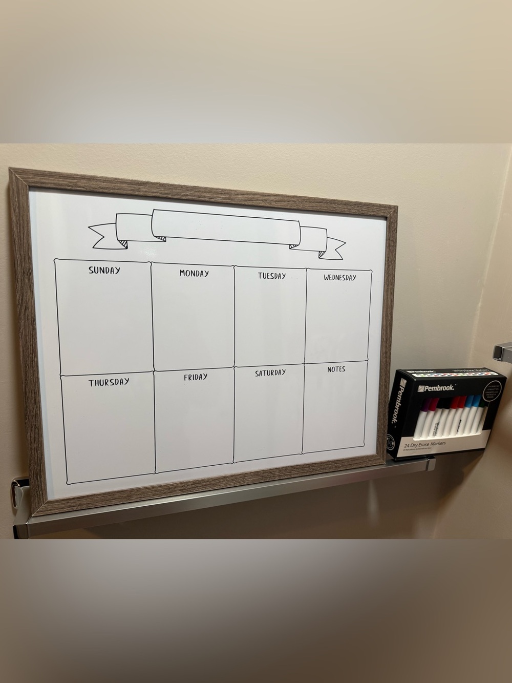 Magnetic Weekly Planner Dry Erase White Board + 24 Magnetic Markers Eraser Tips